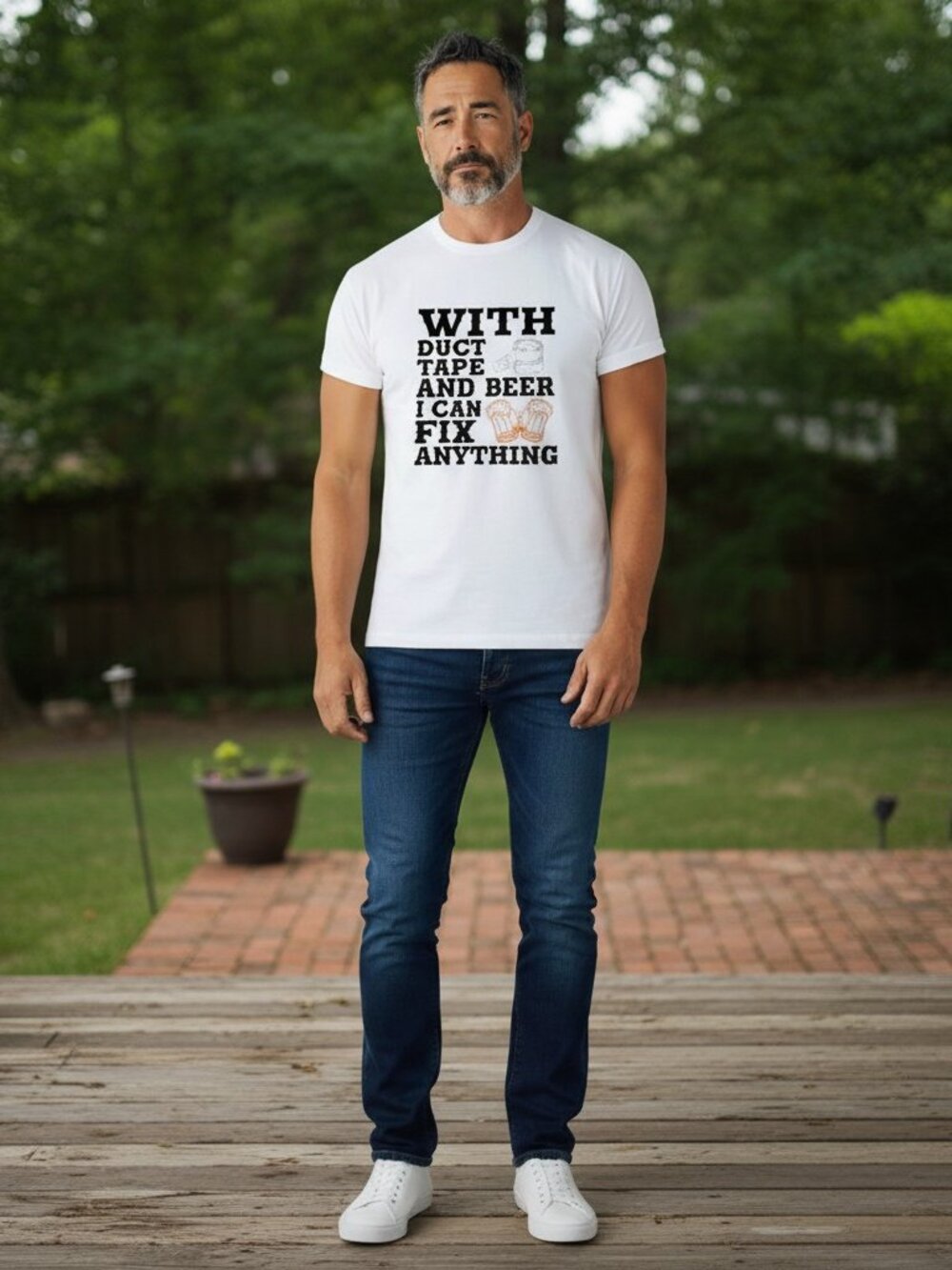 NWT With Duct Tape & Beer I Can Fix Anything Men's Funny Graphic T-Shirt Sz M
